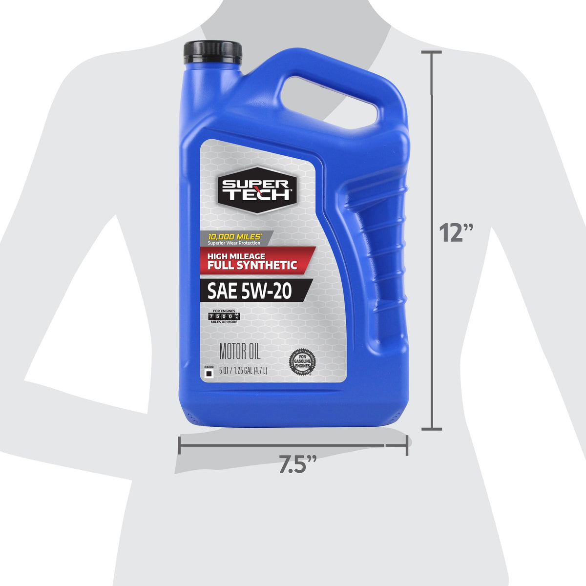 (2 pack) Super Tech High Mileage Full Synthetic SAE 5W-20 Motor Oil, 5 Quarts