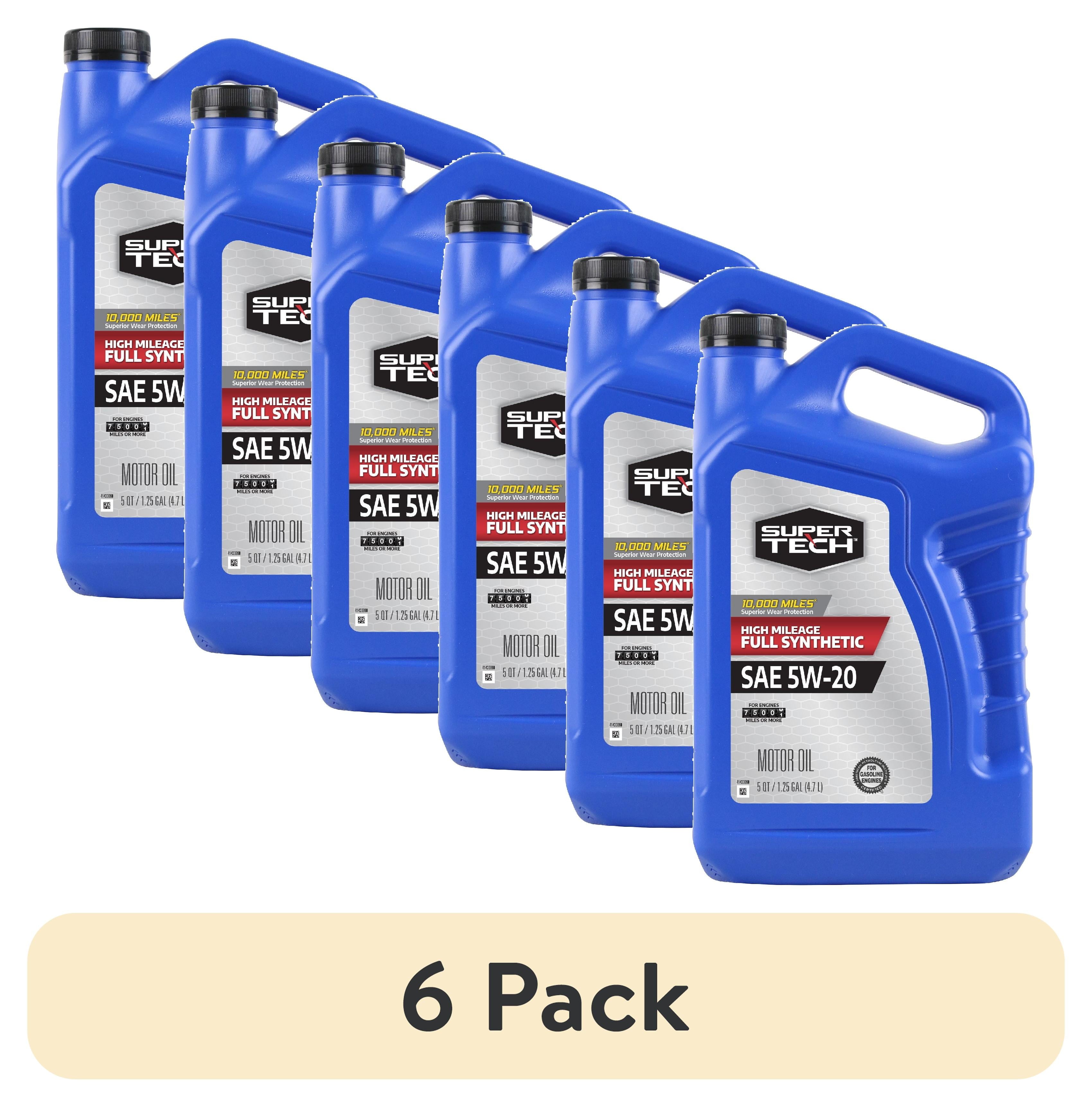 (2 pack) Super Tech High Mileage Full Synthetic SAE 5W-20 Motor Oil, 5 Quarts