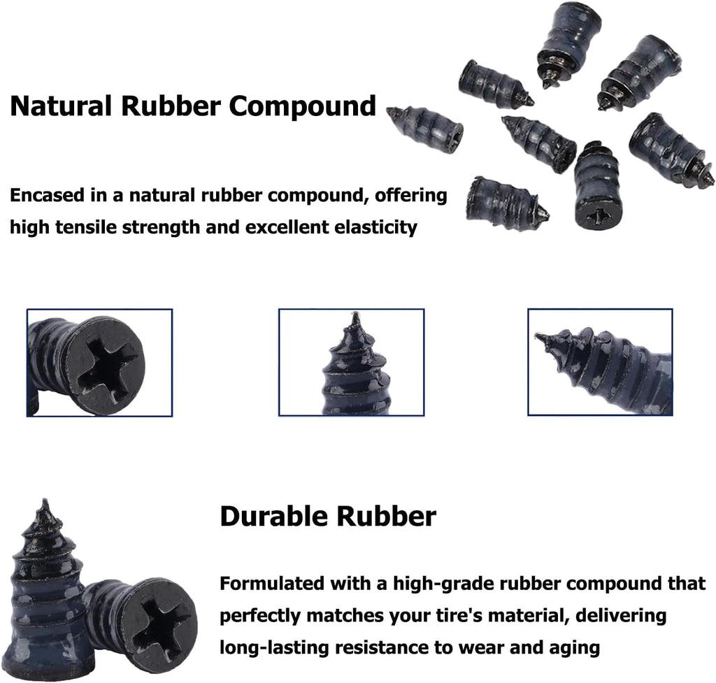 Tire Repair Rubber Kit–Screw in Tire Plugs Heavy Duty, Vacuum Spiral Screws, No Jack Flat Tire Tool for Car/Truck/SUV/Motorcycle/Tractor/ATV/Bicycle – Universal Plugs with Box, 2 Sizes (20)
