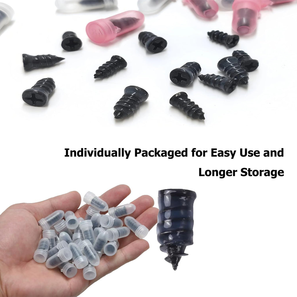 Tire Repair Rubber Kit–Screw in Tire Plugs Heavy Duty, Vacuum Spiral Screws, No Jack Flat Tire Tool for Car/Truck/SUV/Motorcycle/Tractor/ATV/Bicycle – Universal Plugs with Box, 2 Sizes (20)