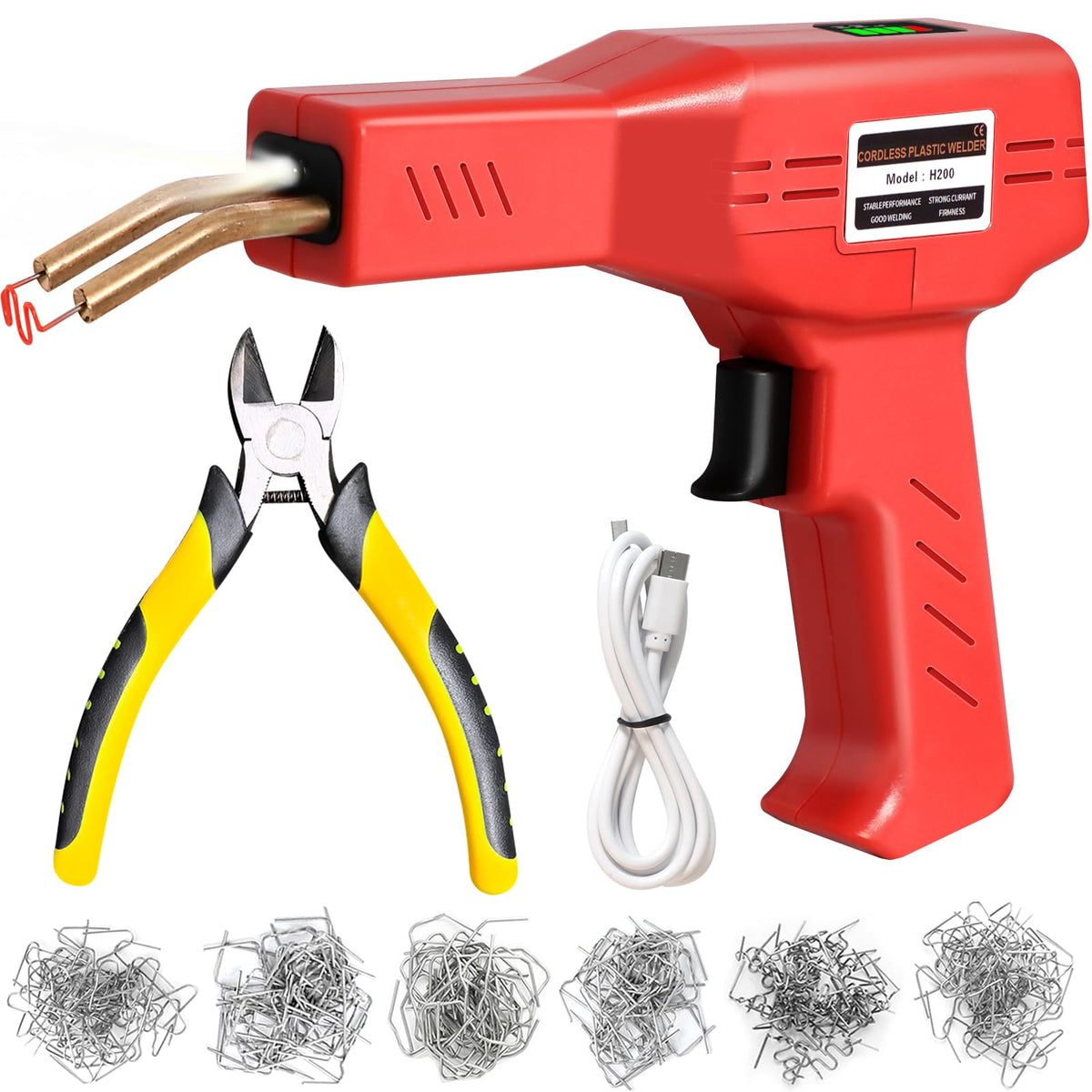 ATOLS Upgraded Plastic Welder, 1000PCS Staples, Pure Copper Transformer, Rapid Heating, Plastic Welding Kit, Hot Stapler Kit, Plastic Welder Gun Kit, Car Bumper Repair Kit, Plastic Repair Kit(Red)
