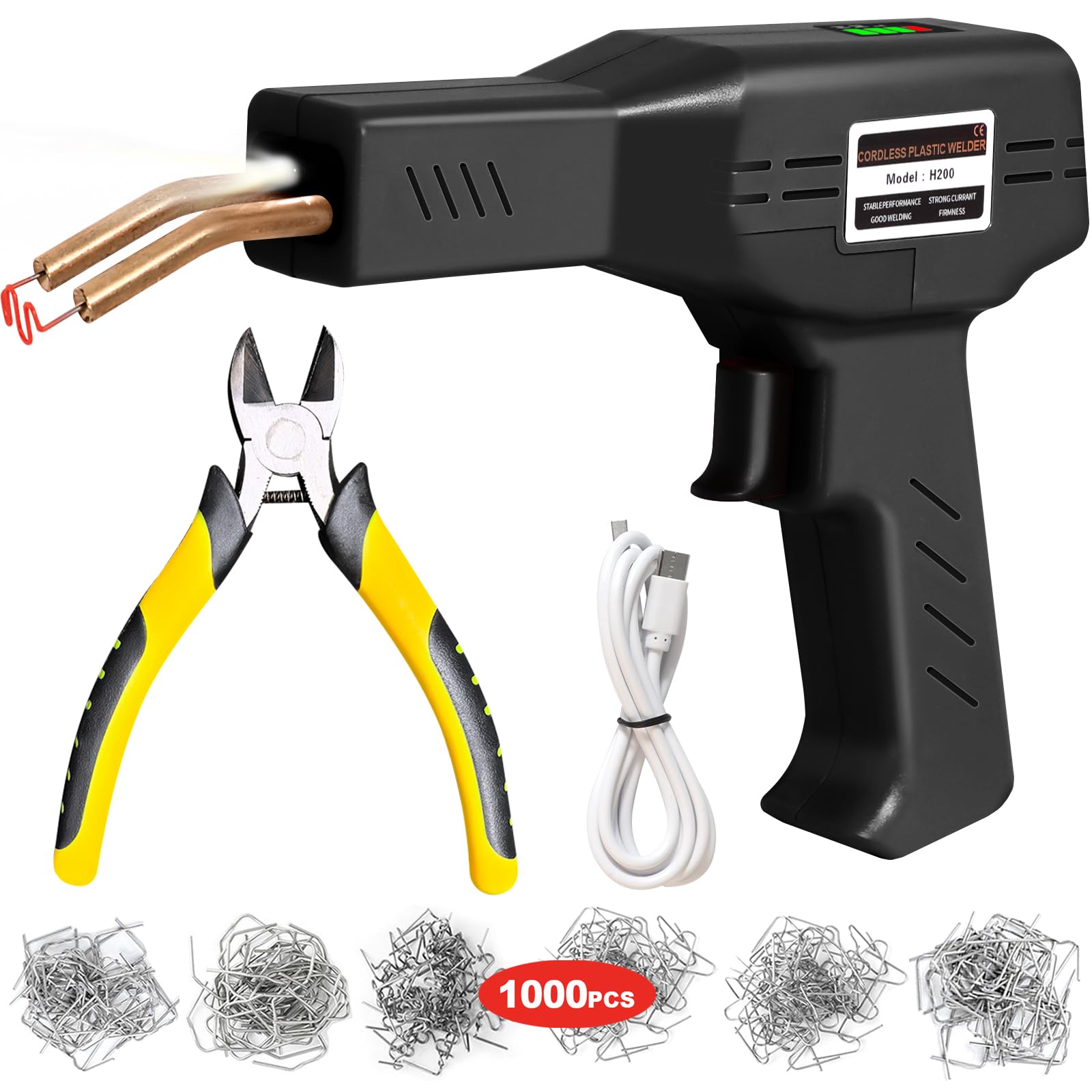ATOLS Upgraded Plastic Welder, 1000PCS Staples, Pure Copper Transformer, Rapid Heating, Plastic Welding Kit, Hot Stapler Kit, Plastic Welder Gun Kit, Car Bumper Repair Kit, Plastic Repair Kit(Red)