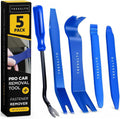 Auto Trim Removal Tool Kit - 5 Piece set for Dash, Door Panel, Clip Remover - Scratch-Resist Nylon Pry Tools for Interior Car Trims Work - Panel Prying Tools Included - Blue