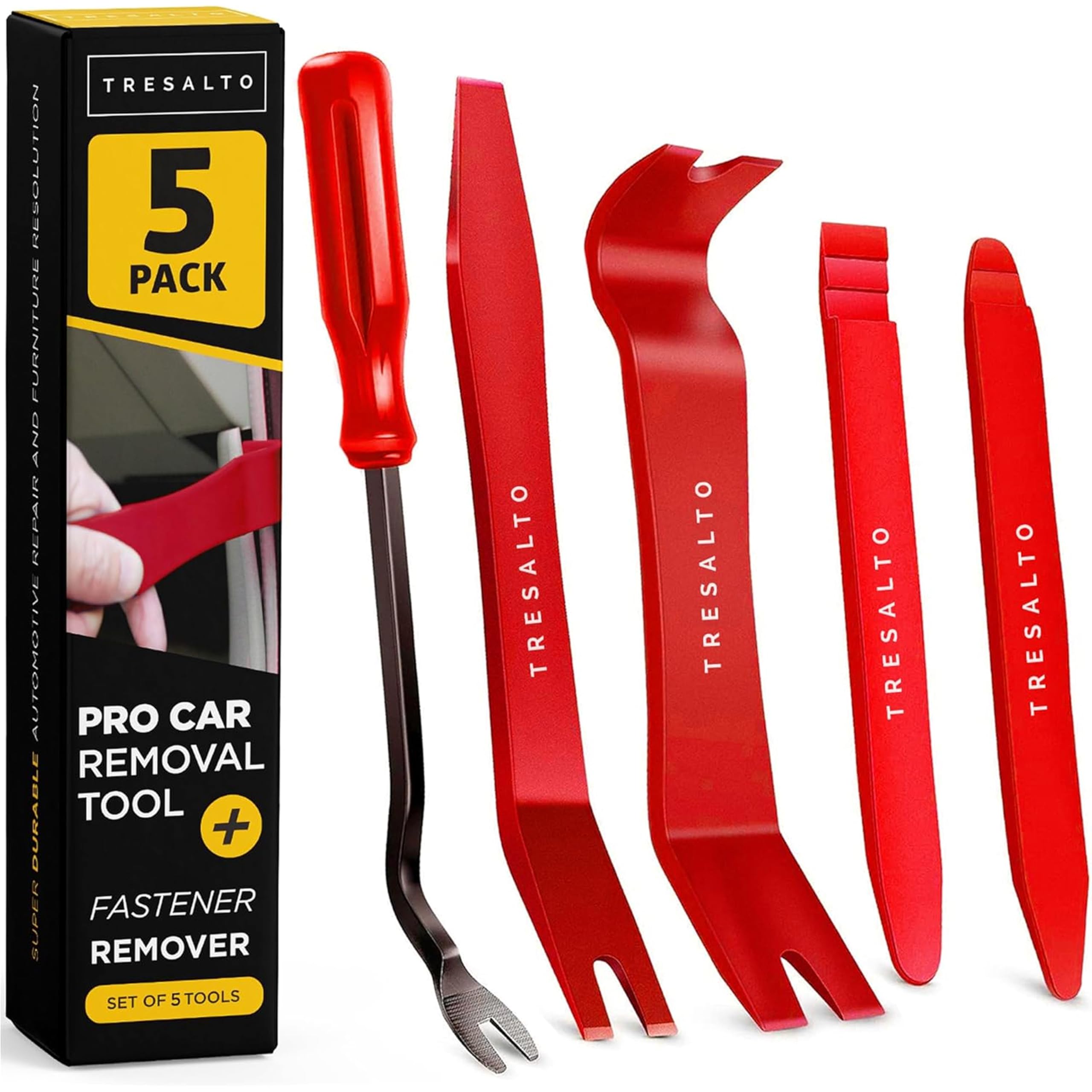 Auto Trim Removal Tool Kit - 5 Piece set for Dash, Door Panel, Clip Remover - Scratch-Resist Nylon Pry Tools for Interior Car Trims Work - Panel Prying Tools Included - Blue