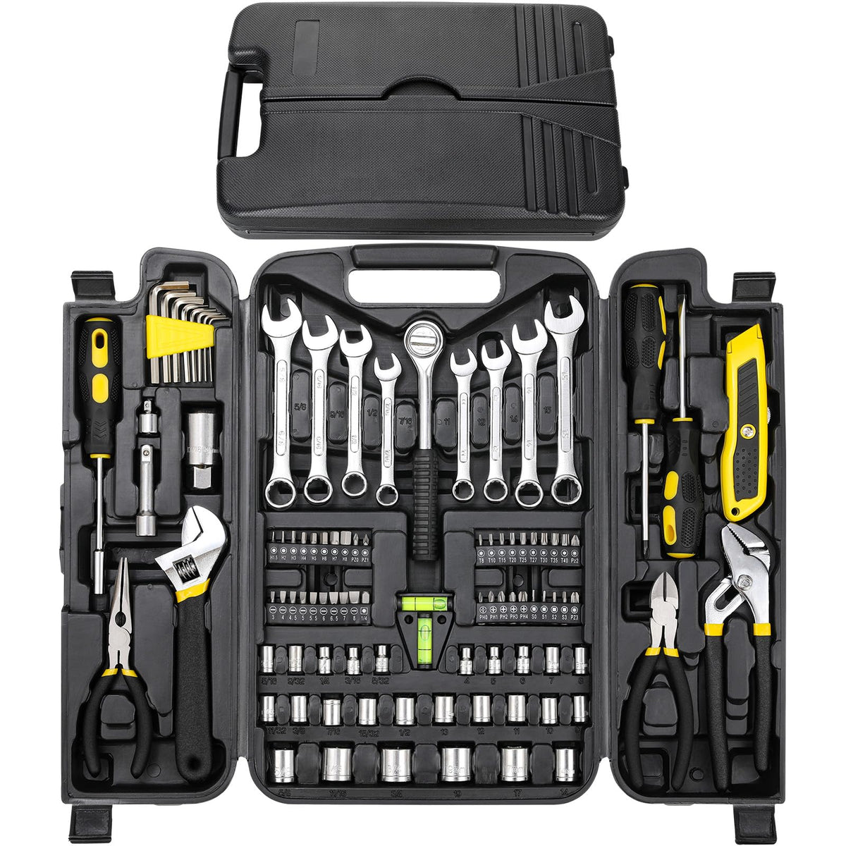 TLGREEN 95-Piece Car Tool Kit with Storage Case, Red | Marine Tool Kit with Wrench, Pliers, Sockets And Bits; Organized Repairs for Boats, Vehicles And Household Maintenance